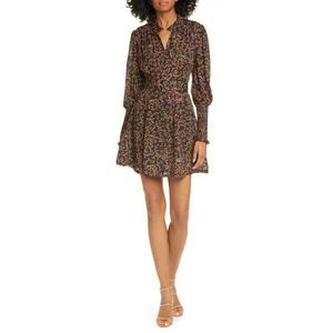 Nicholas High Neck Silk Floral Ruffle Mini Dress